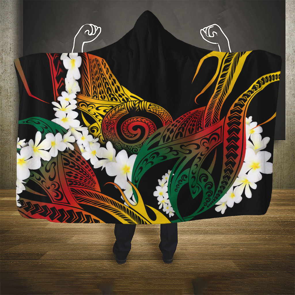 Piko Hawaiian Hooded Blanket Gradient Spiral Plumeria Tribal Patterns DT05 - Polynesian Pride