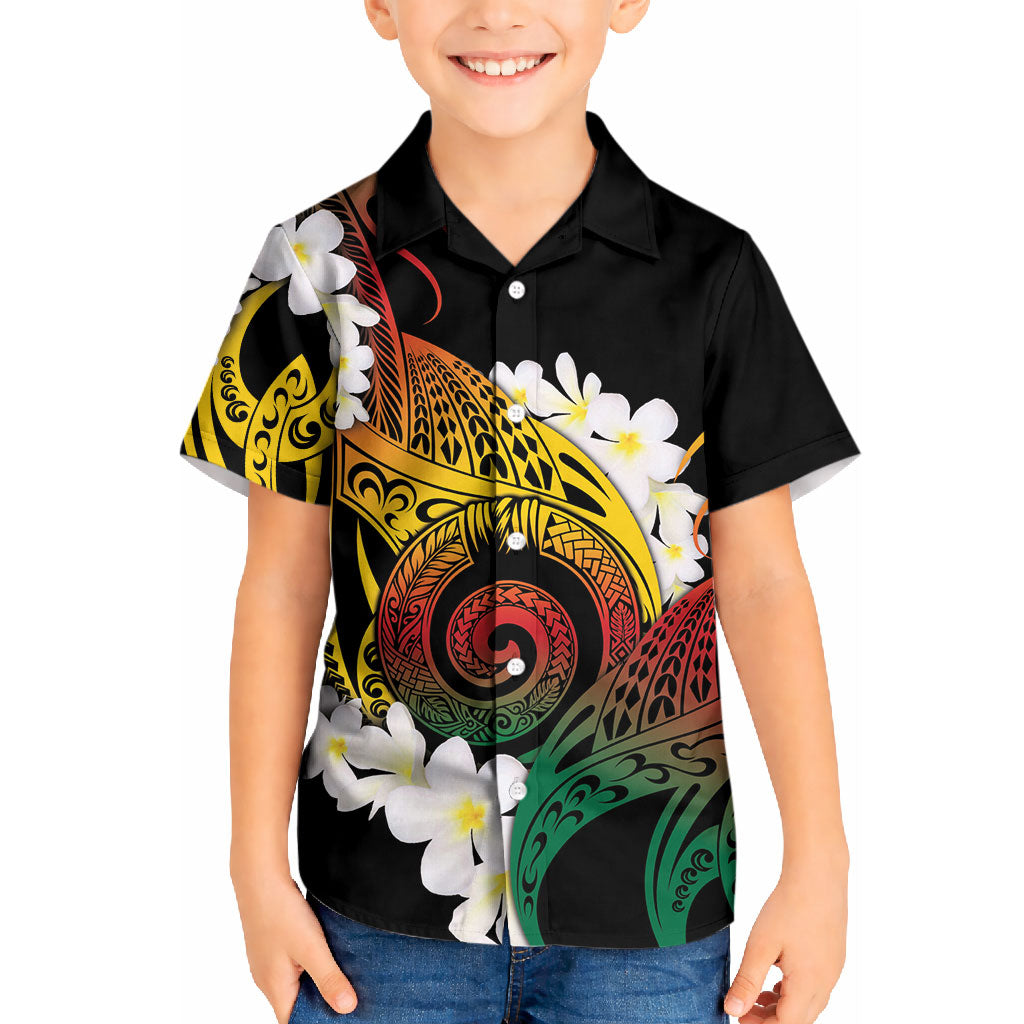 Piko Hawaiian Kid Hawaiian Shirt Gradient Spiral Plumeria Tribal Patterns DT05 Kid Multicolor - Polynesian Pride