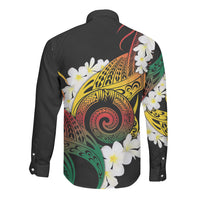 Piko Hawaiian Long Sleeve Button Shirt Gradient Spiral Plumeria Tribal Patterns DT05 - Polynesian Pride