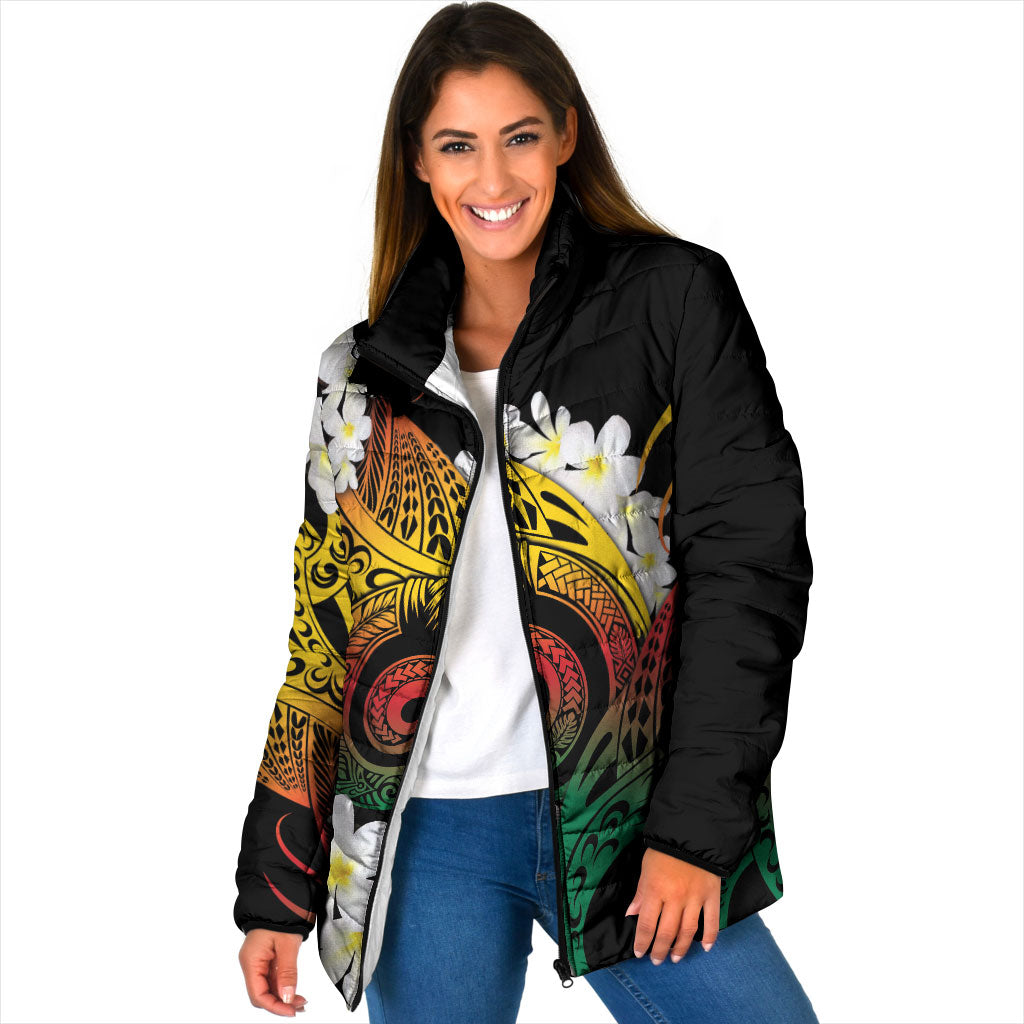 Piko Hawaiian Padded Jacket Gradient Spiral Plumeria Tribal Patterns DT05 Women Multicolor - Polynesian Pride