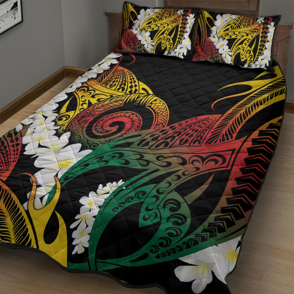 Piko Hawaiian Quilt Bed Set Gradient Spiral Plumeria Tribal Patterns DT05 - Polynesian Pride