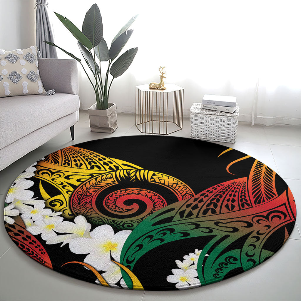 Piko Hawaiian Round Carpet Gradient Spiral Plumeria Tribal Patterns DT05 - Polynesian Pride