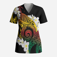 Piko Hawaiian Scrub Top Gradient Spiral Plumeria Tribal Patterns