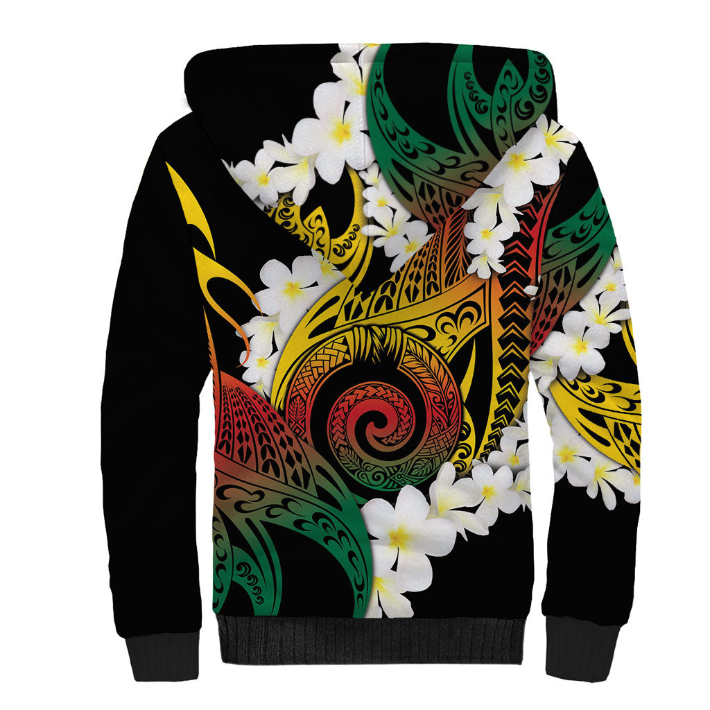 Piko Hawaiian Sherpa Hoodie Gradient Spiral Plumeria Tribal Patterns DT05 - Polynesian Pride