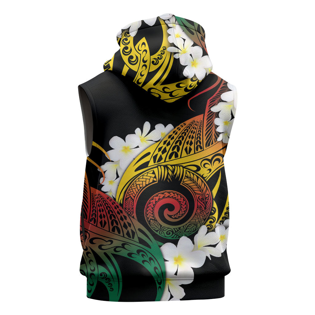 Piko Hawaiian Sleeveless Zip Hoodie Gradient Spiral Plumeria Tribal Patterns DT05 - Polynesian Pride