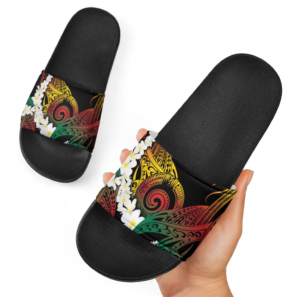 Piko Hawaiian Slide Sandals Gradient Spiral Plumeria Tribal Patterns DT05 - Polynesian Pride