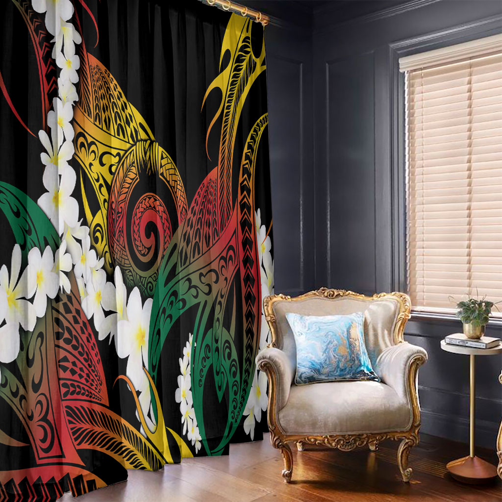Piko Hawaiian Window Curtain Gradient Spiral Plumeria Tribal Patterns DT05 - Polynesian Pride