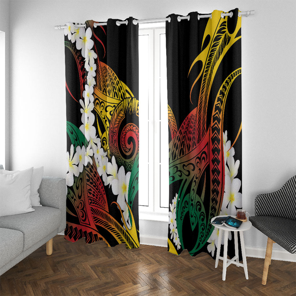 Piko Hawaiian Window Curtain Gradient Spiral Plumeria Tribal Patterns DT05 With Grommets Multicolor - Polynesian Pride