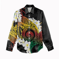 Piko Hawaiian Women Casual Shirt Gradient Spiral Plumeria Tribal Patterns DT05 - Polynesian Pride