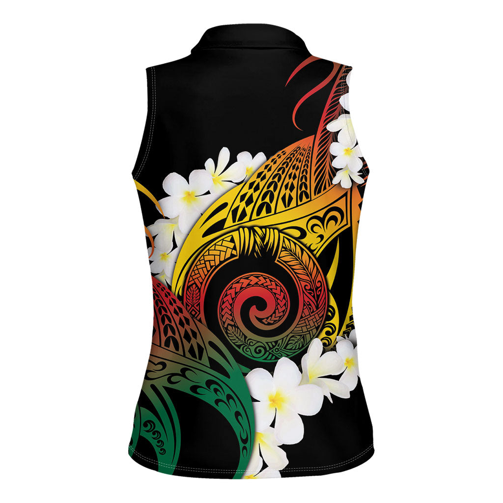Piko Hawaiian Women Sleeveless Polo Shirt Gradient Spiral Plumeria Tribal Patterns DT05 - Polynesian Pride