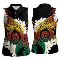 Piko Hawaiian Women Sleeveless Polo Shirt Gradient Spiral Plumeria Tribal Patterns DT05 - Polynesian Pride