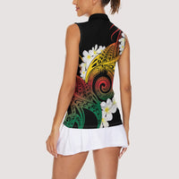 Piko Hawaiian Women Sleeveless Polo Shirt Gradient Spiral Plumeria Tribal Patterns DT05 - Polynesian Pride
