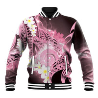 Piko Hawaiian Baseball Jacket Pink Galaxy Spiral Plumeria Tribal Patterns DT05 Unisex Pink - Polynesian Pride