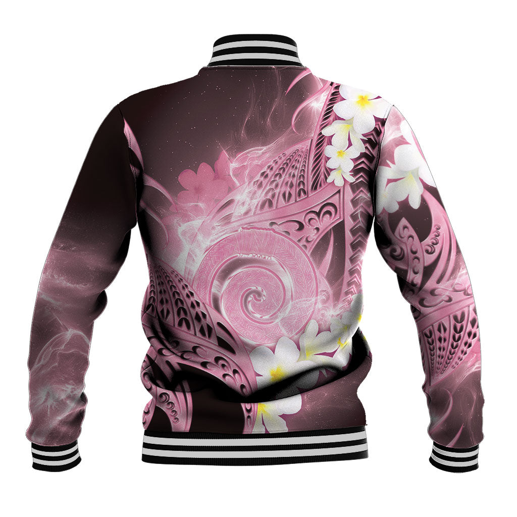 Piko Hawaiian Baseball Jacket Pink Galaxy Spiral Plumeria Tribal Patterns DT05 - Polynesian Pride