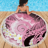 Piko Hawaiian Beach Blanket Pink Galaxy Spiral Plumeria Tribal Patterns DT05 - Polynesian Pride