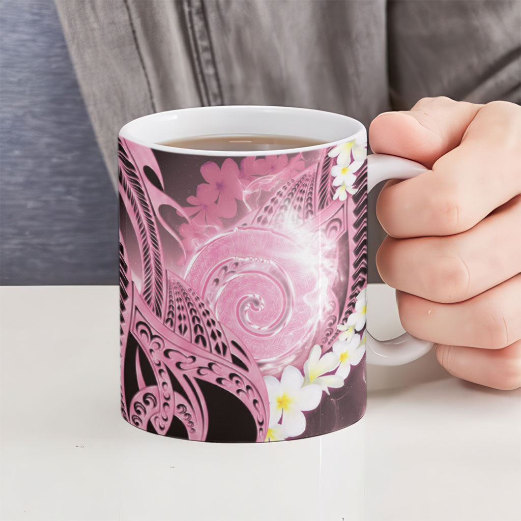 Piko Hawaiian Ceramic Mug Pink Galaxy Spiral Plumeria Tribal Patterns DT05 - Polynesian Pride
