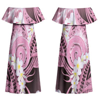 Piko Hawaiian Couples Matching Off Shoulder Maxi Dress and Hawaiian Shirt Pink Galaxy Spiral Plumeria Tribal Patterns DT05 - Polynesian Pride
