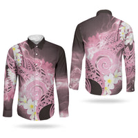 Piko Hawaiian Couples Matching Puletasi and Long Sleeve Button Shirt Pink Galaxy Spiral Plumeria Tribal Patterns DT05 - Polynesian Pride