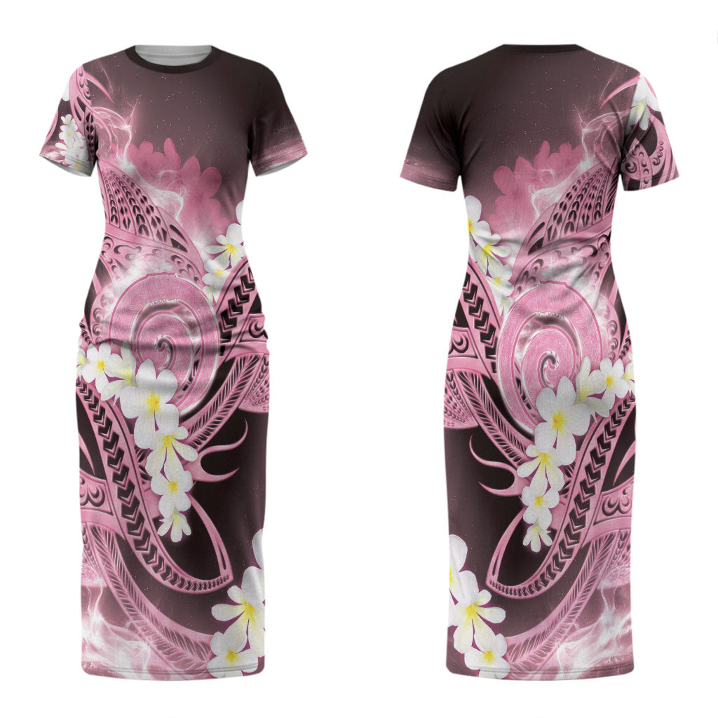 Piko Hawaiian Couples Matching Short Sleeve Bodycon Dress and Hawaiian Shirt Pink Galaxy Spiral Plumeria Tribal Patterns DT05 - Polynesian Pride