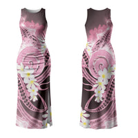 Piko Hawaiian Couples Matching Tank Maxi Dress and Long Sleeve Button Shirt Pink Galaxy Spiral Plumeria Tribal Patterns DT05 - Polynesian Pride