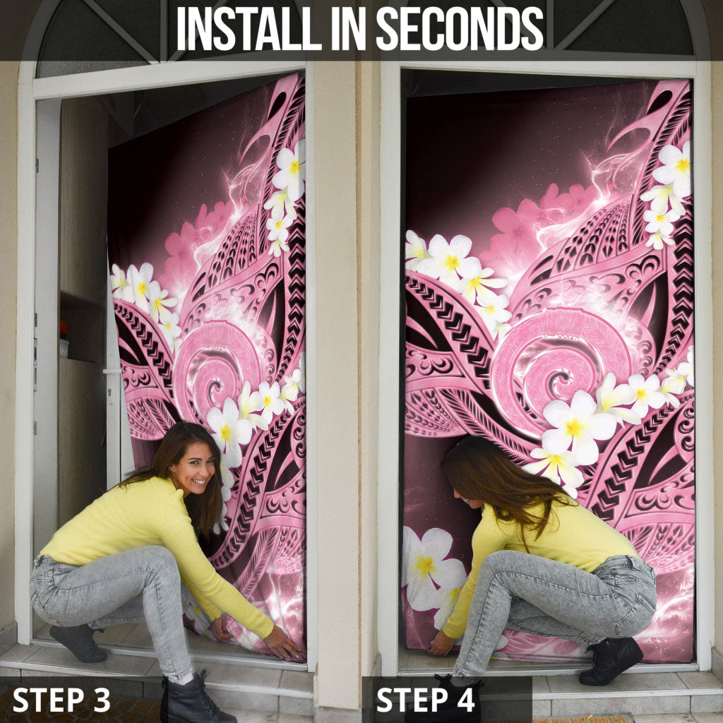 Piko Hawaiian Door Cover Pink Galaxy Spiral Plumeria Tribal Patterns DT05 - Polynesian Pride