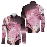 Piko Hawaiian Family Matching Long Sleeve Bodycon Dress and Hawaiian Shirt Pink Galaxy Spiral Plumeria Tribal Patterns DT05 Dad's Shirt - Long Sleeve Pink - Polynesian Pride