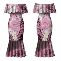 Piko Hawaiian Family Matching Mermaid Dress and Hawaiian Shirt Pink Galaxy Spiral Plumeria Tribal Patterns DT05 Mom's Dress Pink - Polynesian Pride