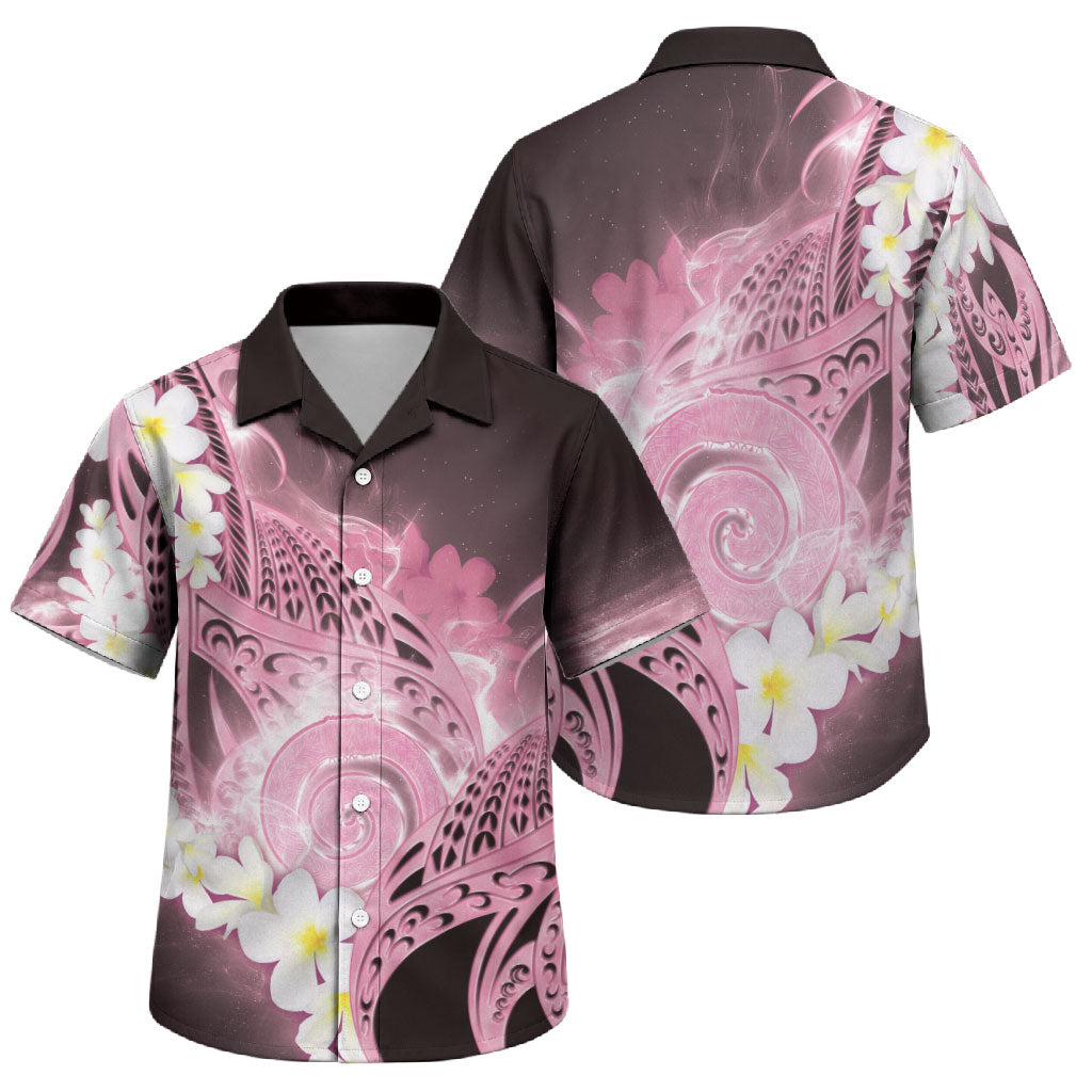 Piko Hawaiian Family Matching Off The Shoulder Long Sleeve Dress and Hawaiian Shirt Pink Galaxy Spiral Plumeria Tribal Patterns DT05 Son's Shirt Pink - Polynesian Pride