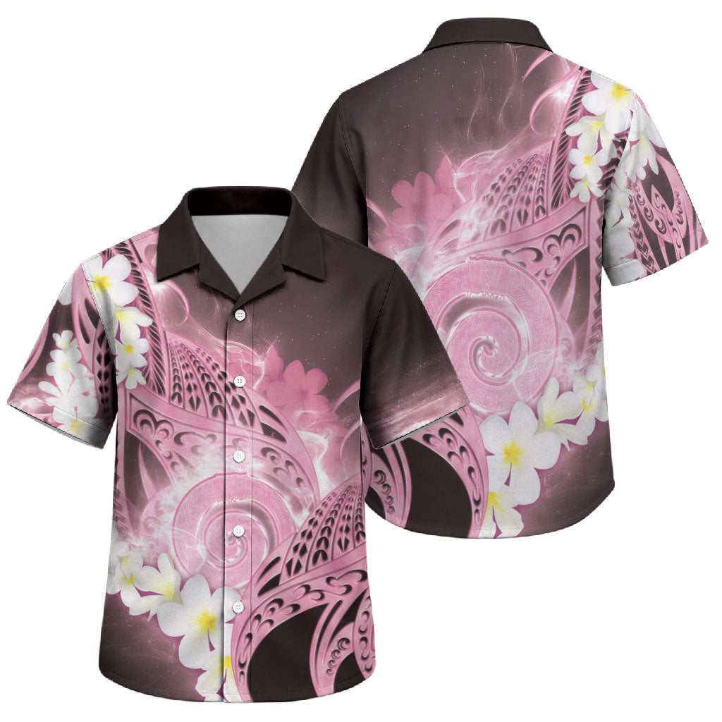 Piko Hawaiian Family Matching Off Shoulder Maxi Dress and Hawaiian Shirt Pink Galaxy Spiral Plumeria Tribal Patterns DT05 Son's Shirt Pink - Polynesian Pride