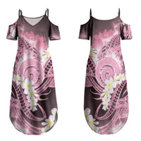 Piko Hawaiian Family Matching Summer Maxi Dress and Hawaiian Shirt Pink Galaxy Spiral Plumeria Tribal Patterns DT05 Mom's Dress Pink - Polynesian Pride