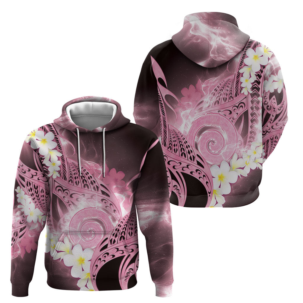 Piko Hawaiian Hoodie Pink Galaxy Spiral Plumeria Tribal Patterns DT05 - Polynesian Pride