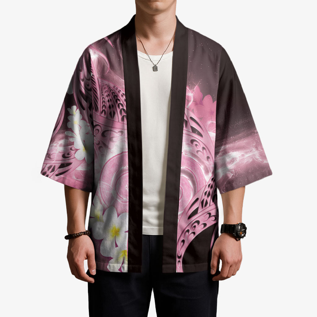 Piko Hawaiian Kimono Pink Galaxy Spiral Plumeria Tribal Patterns DT05 - Polynesian Pride
