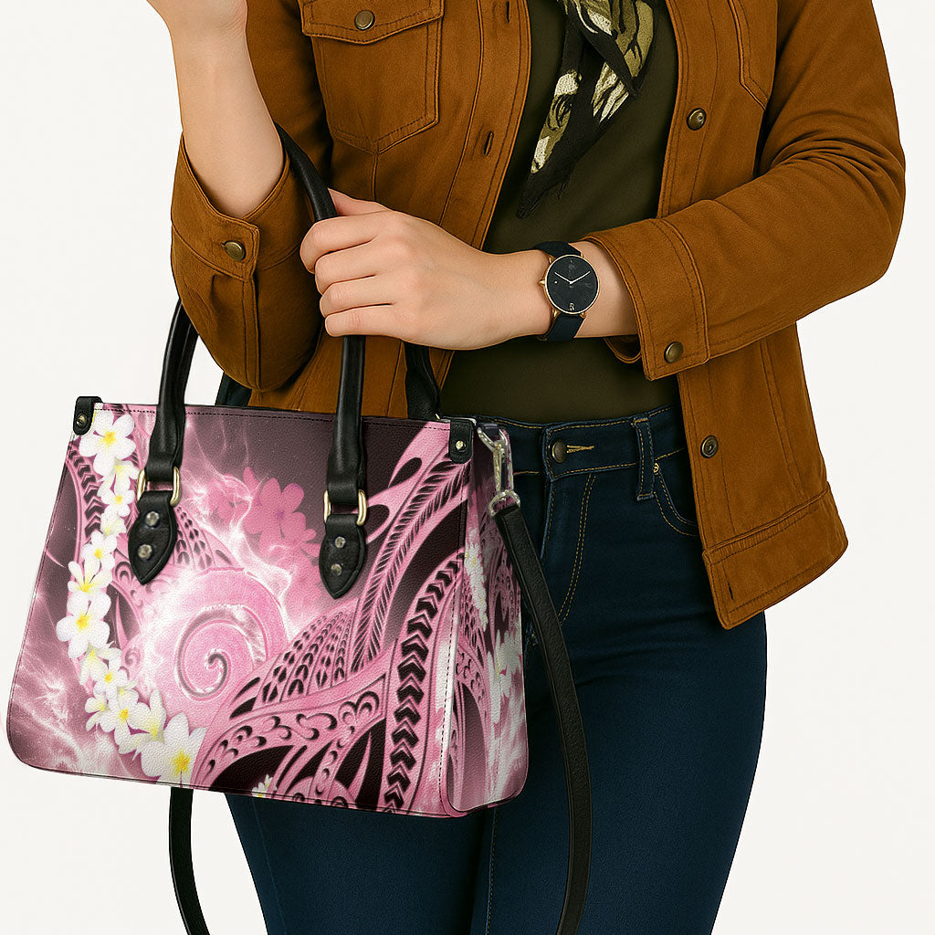 Piko Hawaiian Leather Bag Pink Galaxy Spiral Plumeria Tribal Patterns DT05 - Polynesian Pride