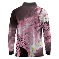 Piko Hawaiian Long Sleeve Polo Shirt Pink Galaxy Spiral Plumeria Tribal Patterns DT05 - Polynesian Pride
