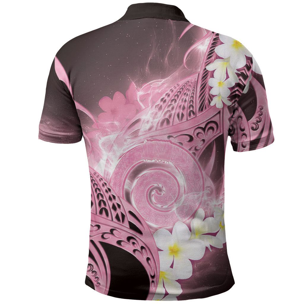 Piko Hawaiian Polo Shirt Pink Galaxy Spiral Plumeria Tribal Patterns DT05 - Polynesian Pride
