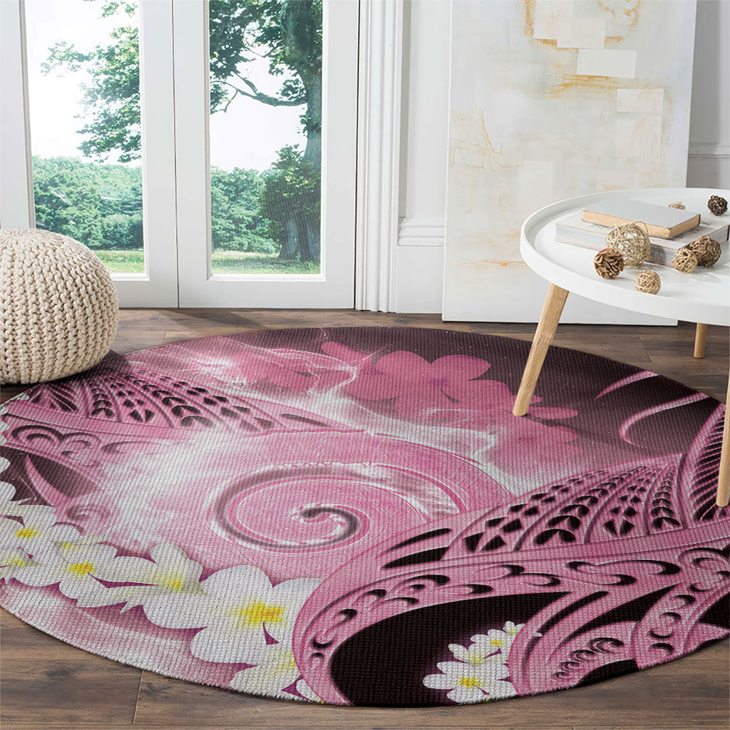 Piko Hawaiian Round Carpet Pink Galaxy Spiral Plumeria Tribal Patterns DT05 - Polynesian Pride