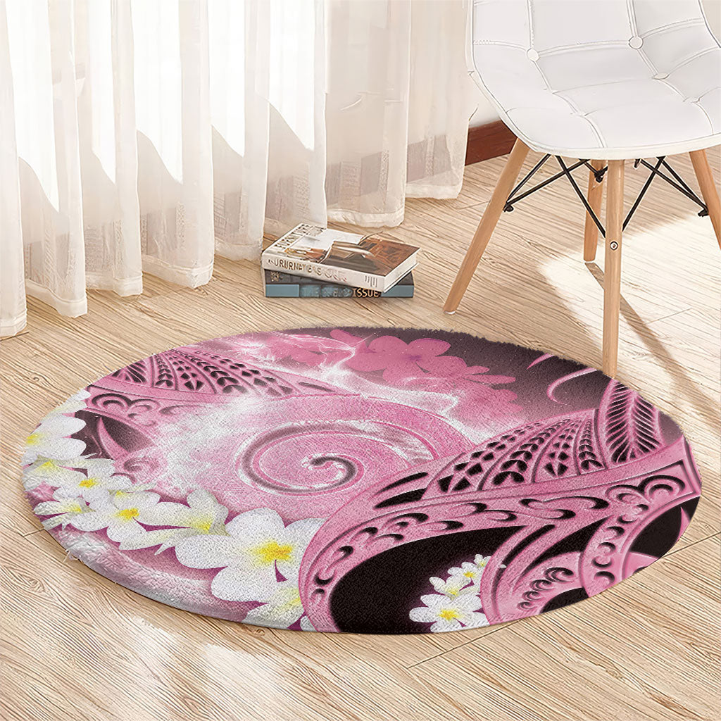 Piko Hawaiian Round Carpet Pink Galaxy Spiral Plumeria Tribal Patterns DT05 - Polynesian Pride
