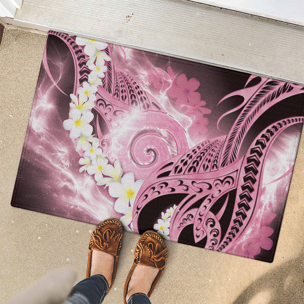 Piko Hawaiian Rubber Doormat Pink Galaxy Spiral Plumeria Tribal Patterns DT05 - Polynesian Pride
