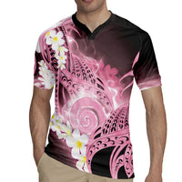 Piko Hawaiian Rugby Jersey Pink Galaxy Spiral Plumeria Tribal Patterns DT05 - Polynesian Pride