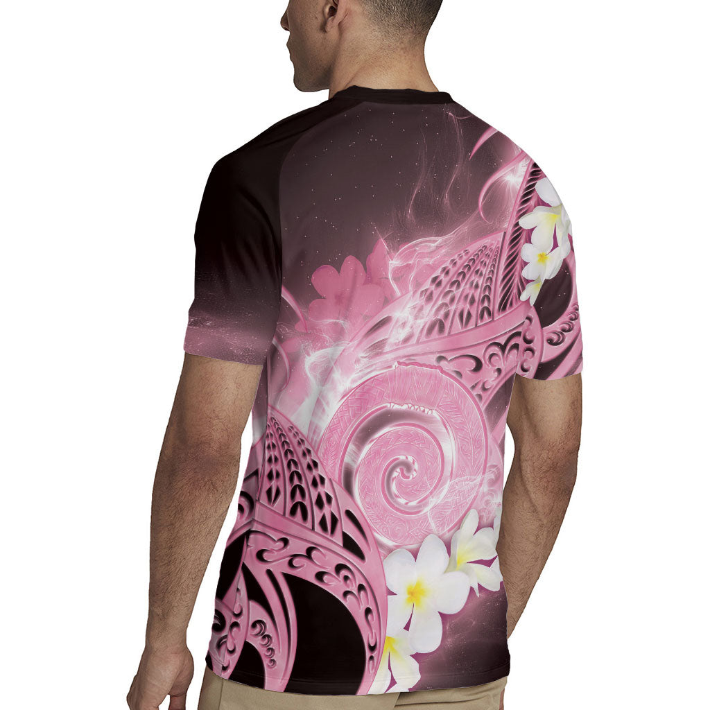 Piko Hawaiian Rugby Jersey Pink Galaxy Spiral Plumeria Tribal Patterns DT05 - Polynesian Pride
