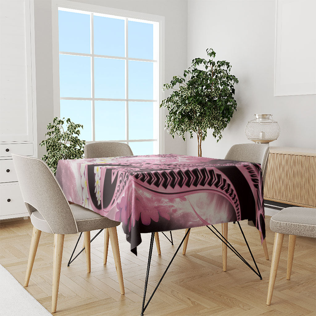 Piko Hawaiian Tablecloth Pink Galaxy Spiral Plumeria Tribal Patterns
