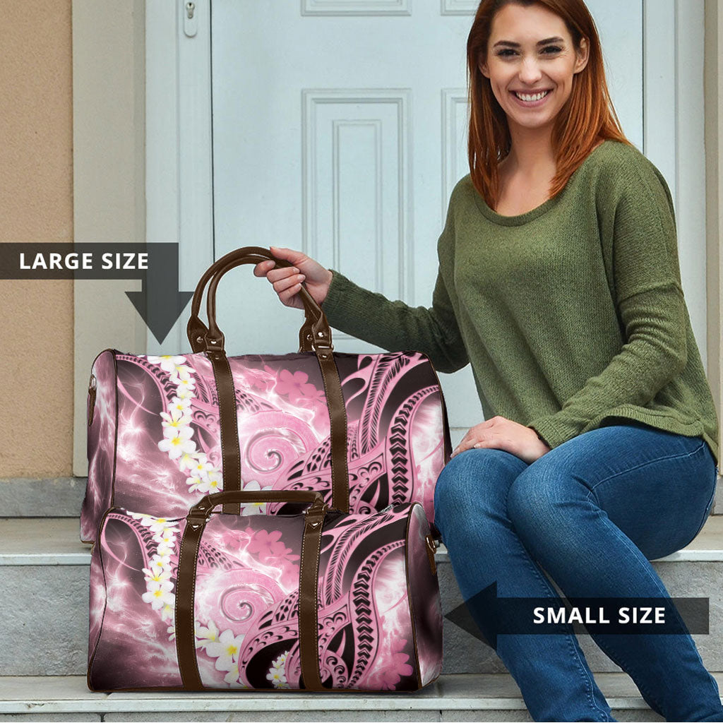 Piko Hawaiian Travel Bag Pink Galaxy Spiral Plumeria Tribal Patterns DT05 - Polynesian Pride