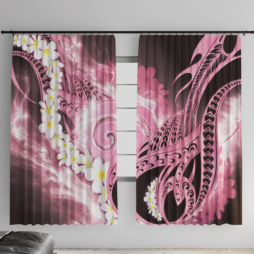 Piko Hawaiian Window Curtain Pink Galaxy Spiral Plumeria Tribal Patterns DT05 With Hooks Pink - Polynesian Pride