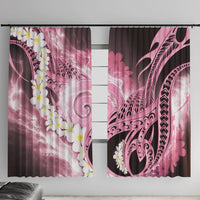 Piko Hawaiian Window Curtain Pink Galaxy Spiral Plumeria Tribal Patterns DT05 With Hooks Pink - Polynesian Pride