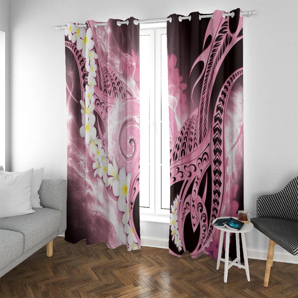 Piko Hawaiian Window Curtain Pink Galaxy Spiral Plumeria Tribal Patterns DT05 With Grommets Pink - Polynesian Pride
