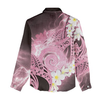 Piko Hawaiian Women Casual Shirt Pink Galaxy Spiral Plumeria Tribal Patterns DT05 - Polynesian Pride