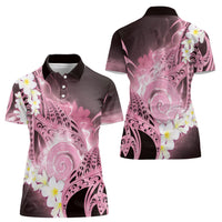 Piko Hawaiian Women Polo Shirt Pink Galaxy Spiral Plumeria Tribal Patterns DT05 - Polynesian Pride