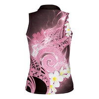 Piko Hawaiian Women Sleeveless Polo Shirt Pink Galaxy Spiral Plumeria Tribal Patterns DT05 - Polynesian Pride