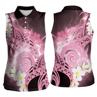 Piko Hawaiian Women Sleeveless Polo Shirt Pink Galaxy Spiral Plumeria Tribal Patterns DT05 - Polynesian Pride