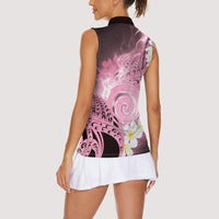 Piko Hawaiian Women Sleeveless Polo Shirt Pink Galaxy Spiral Plumeria Tribal Patterns DT05 - Polynesian Pride